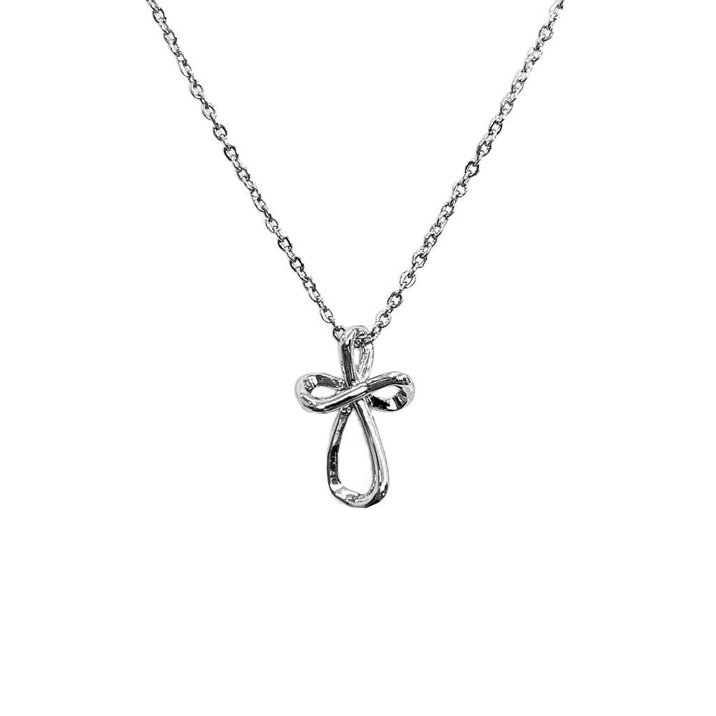 Infinity Cross Pendant Necklace | White Gold