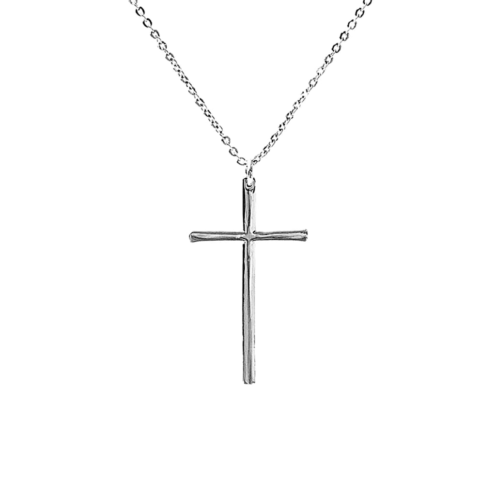 Classic Cross Pendant Necklace | White Gold