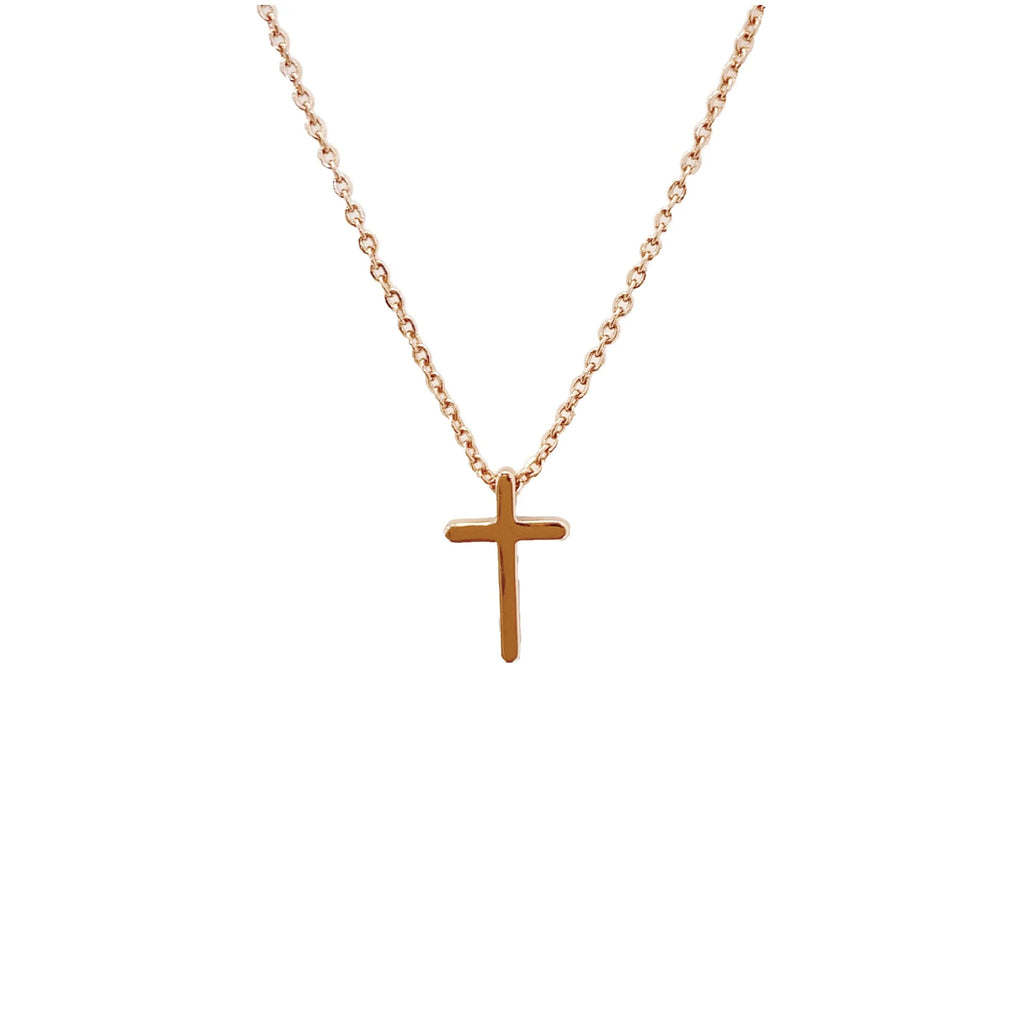 Mini Cross Pendant Necklace | Rose Gold