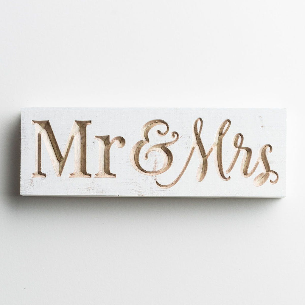 Mr & Mrs | Carved Wooden Block