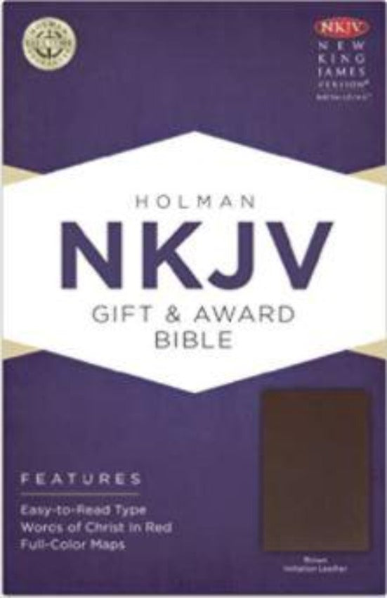 NKJV Gift & Award Bible, Brown Imitation Leather