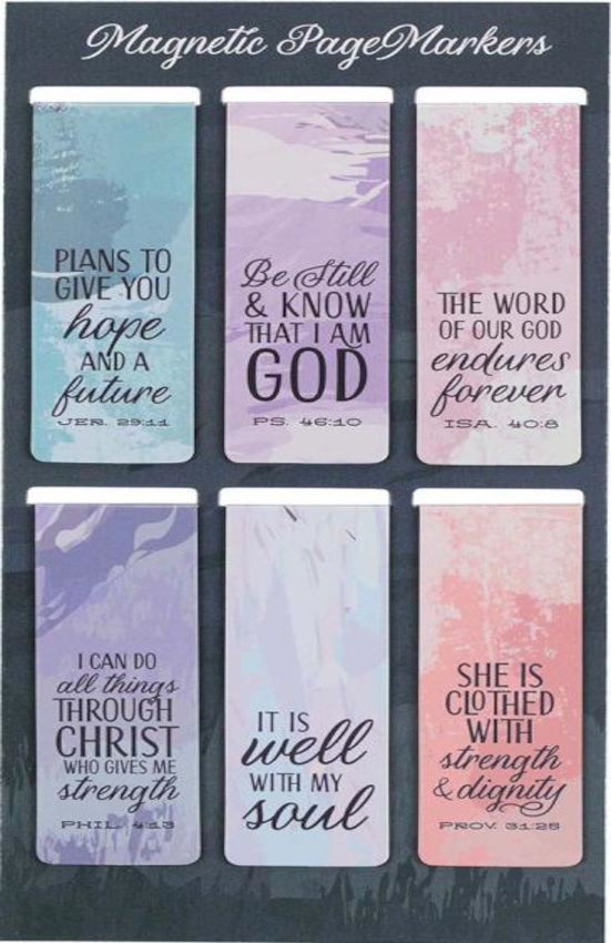 Abstract Scenic Inspirational Magnetic Bible Verse Bookmark Set of 6