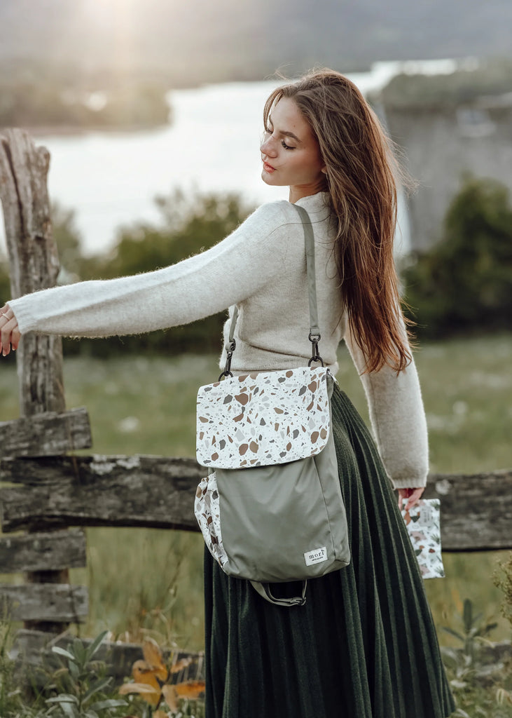 Terrazzo Grayish-Green | Utility 4-Way Washable Bag