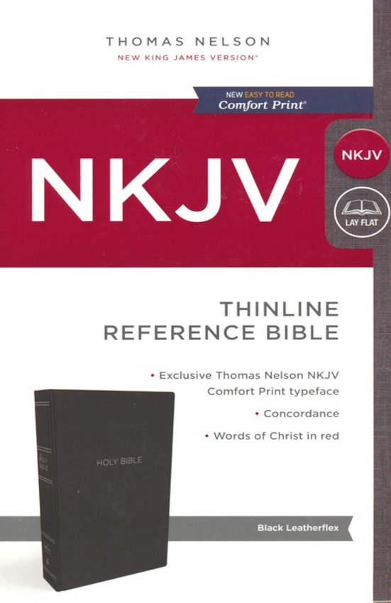 NKJV Thinline Reference Bible Black Comfort Print