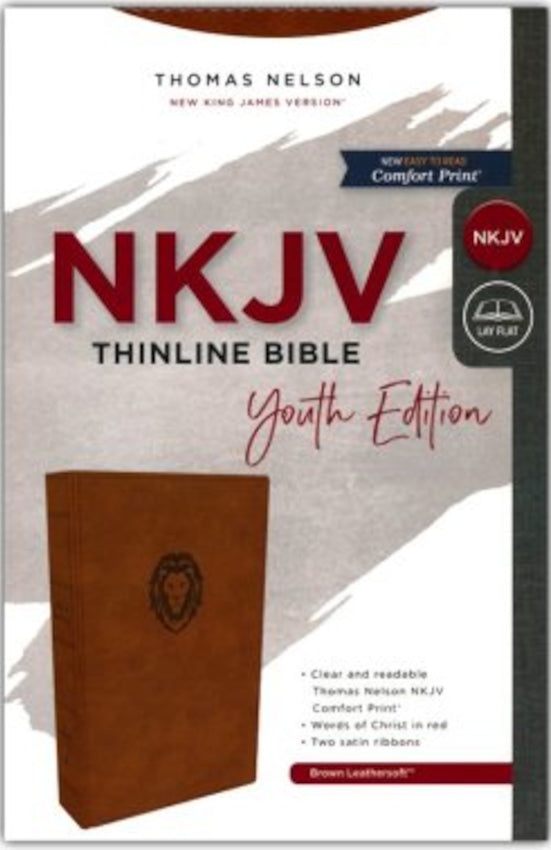 NKJV Thinline Bible Youth Ed Leathersoft Brown
