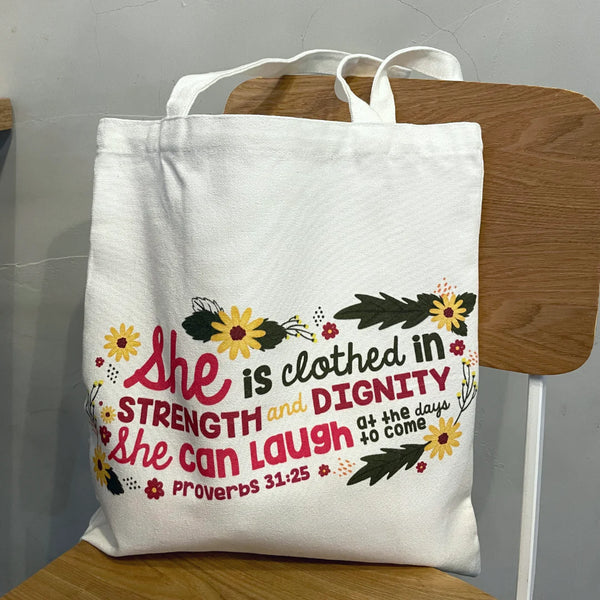 Proverbs 31:25 | Tote Bag