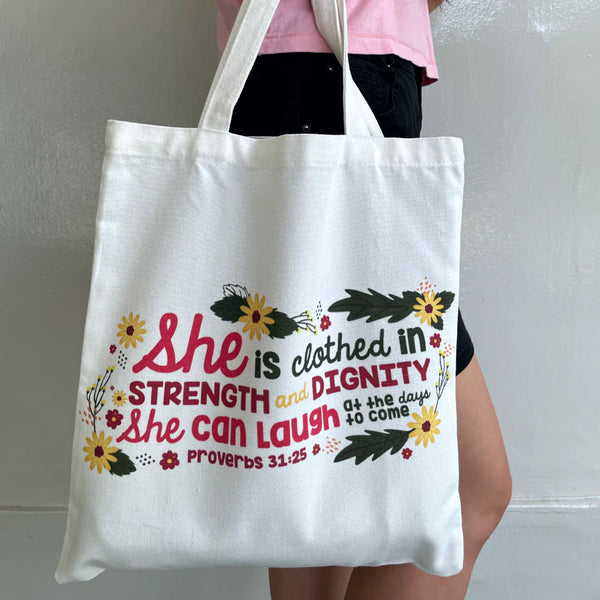 Proverbs 31:25 | Tote Bag