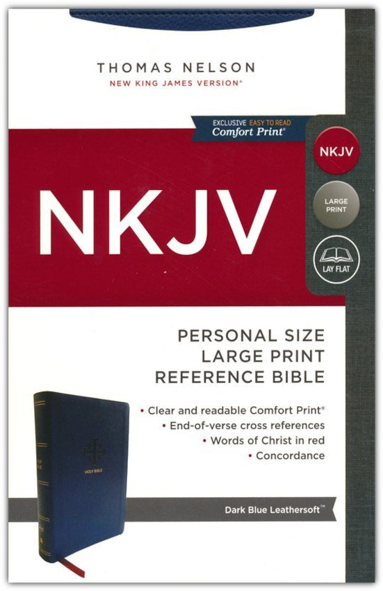 NKJV End-of-Verse Ref Bible Personal Size Lrg Prnt Blue