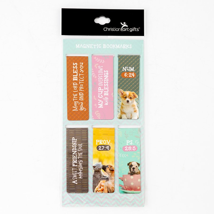 Puppies, Set of 6 Magnetic Bookmarks