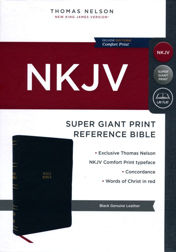 NKJV Super Giant Print Reference Bible Black Genuine Leather