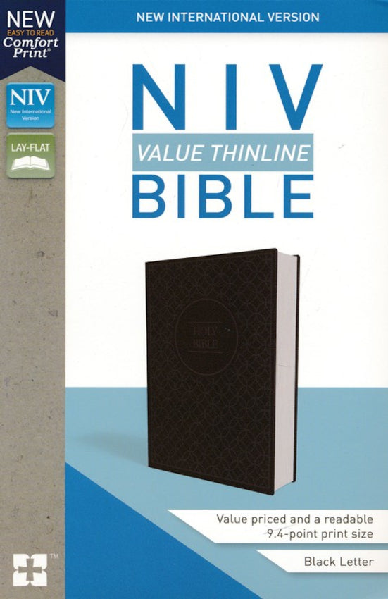 NIV Value Thinline Bible Comfort Print Leathersoft Gray & Black
