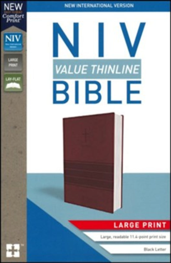NIV Value Thinline Bible Large Print Leathersoft Burgundy