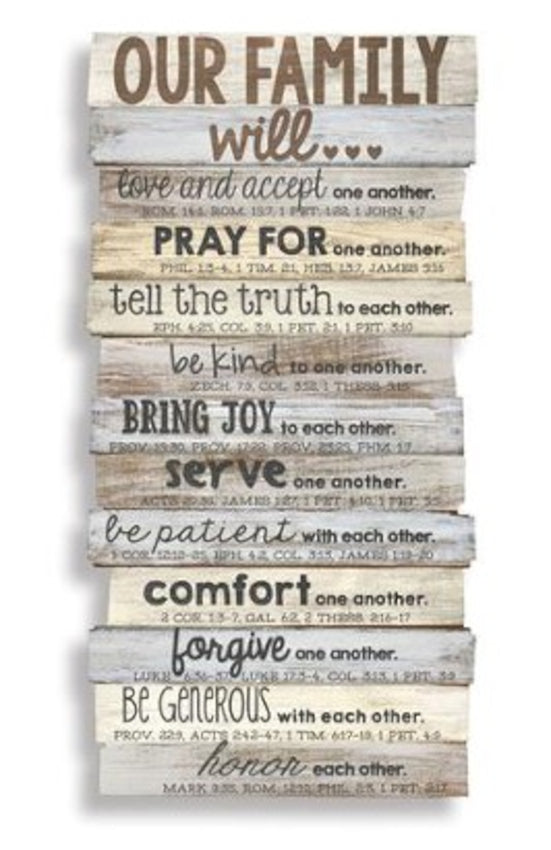 Our Family Plaque-Stacked Wood, Large