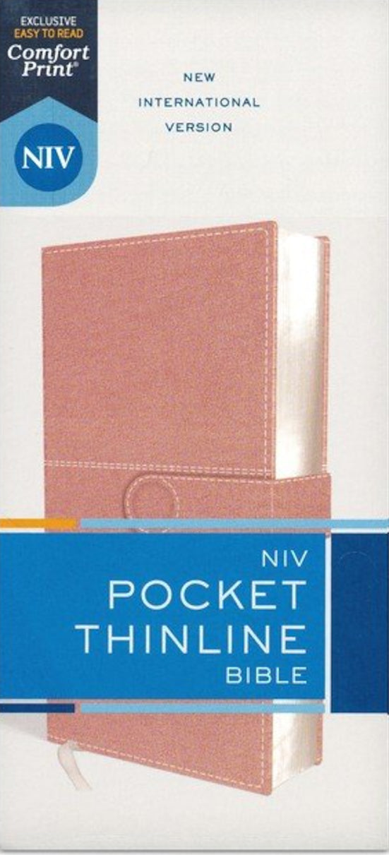 NIV Pocket Thinline Bible Leathersoft Pink Snap Closure