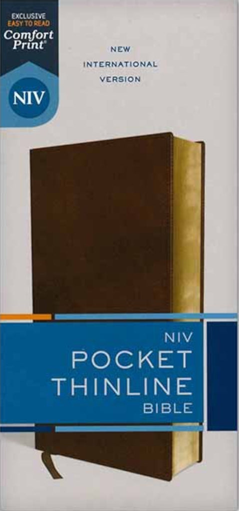 NIV Pocket Thinline Bible Leathersoft Brown