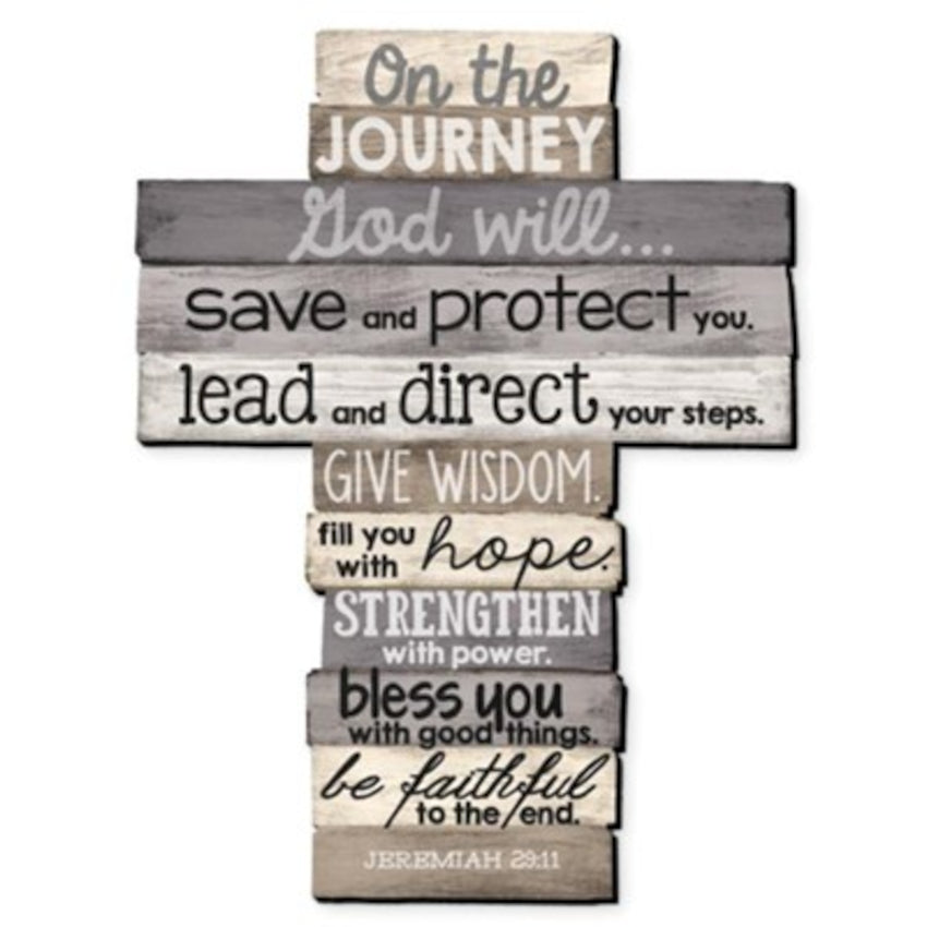 Cross Wall Journey Stacked Wood