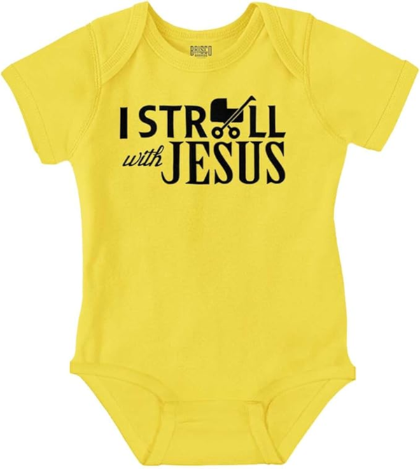 I Stroll Jesus Christian Religious Baby Romper Boys or Girls