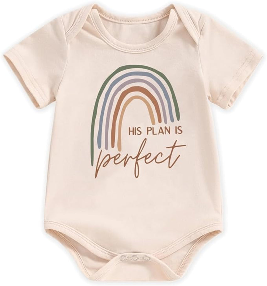 His Plan is Perfect Bodysuit Rainbow Baby Reveal Romper