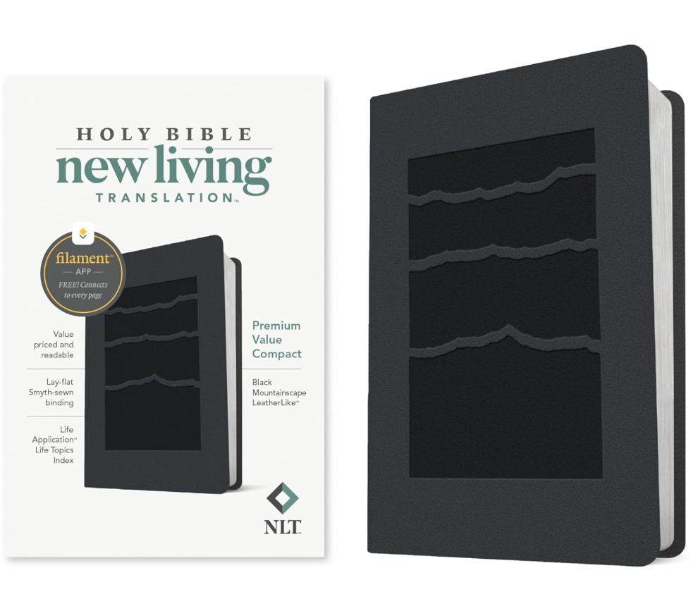 NLT Premium Value Compact Bible, Filament Enabled, Black Mountainscape