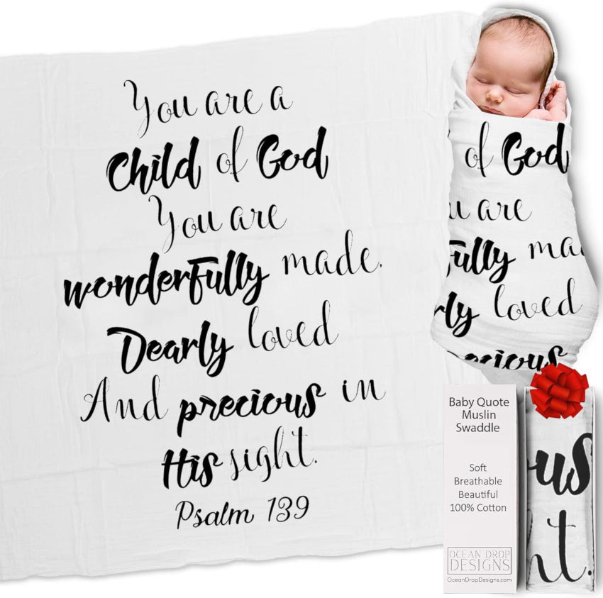 Baby Quote White Muslin Baby Swaddle Wrap