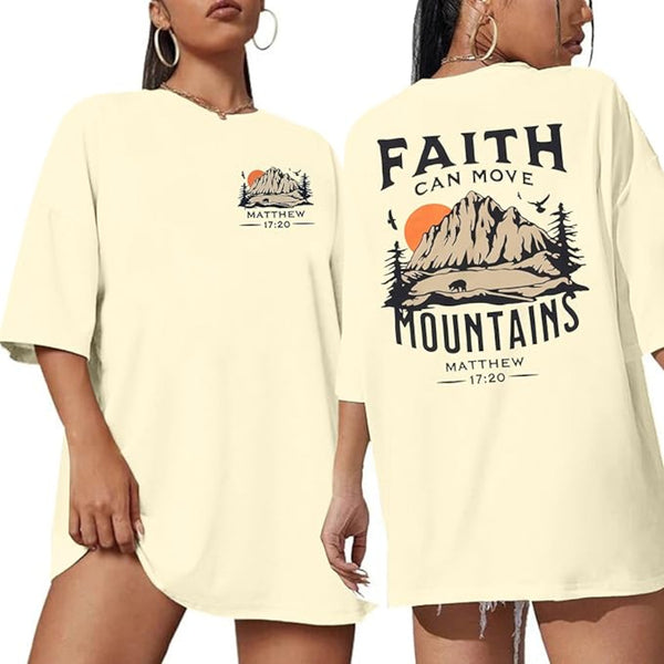 Faith Can Move Mountains Shirt Christian Graphic T-shirts Apricot