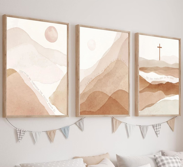 Christian Boho Wall Art for Living Room Mid-Century Modern Nordic Print