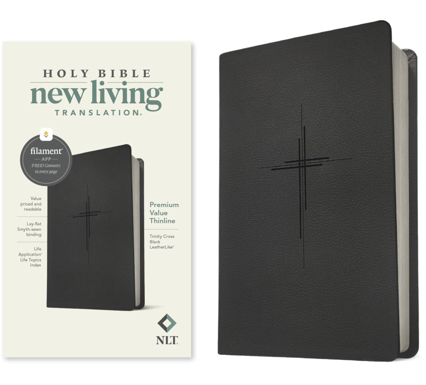 NLT Premium Value Thinline Bible Filament Ed Trinity Cross Black