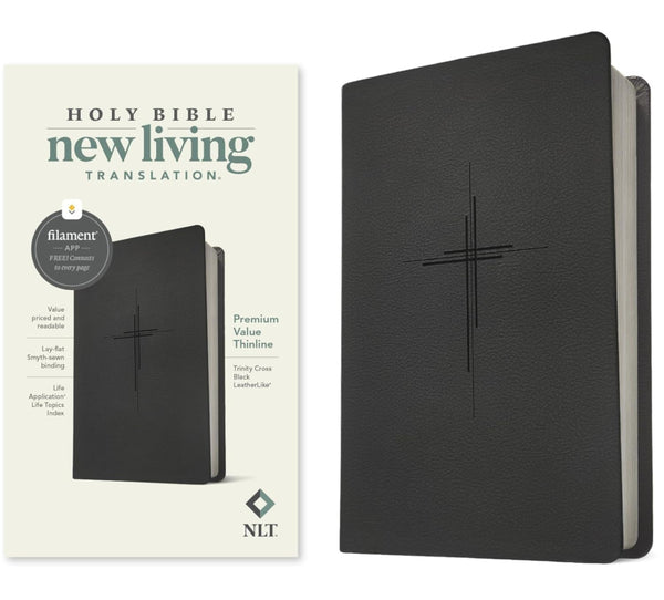 NLT Premium Value Thinline Bible Filament Ed Trinity Cross Black