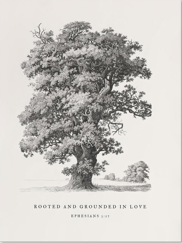 Ephesians 3:17 Tree Sketch Poster Canvas Wall Art