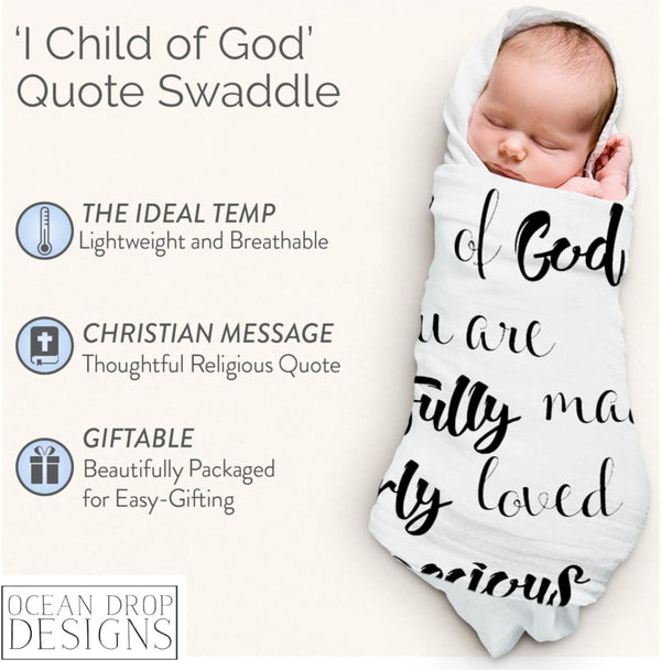 Baby Quote White Muslin Baby Swaddle Wrap
