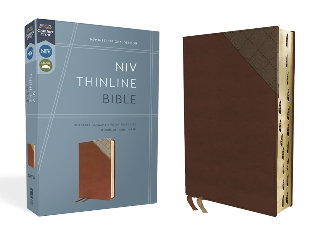 NIV Thinline Bible Brown Thumb Indexed Comfort Print