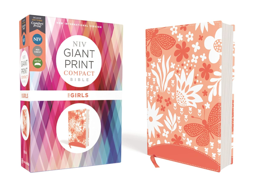 Niv Giant Print Compact Bible for Girls Coral Comfort Print