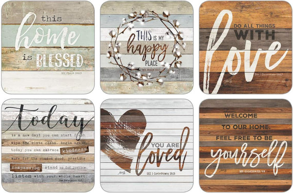 Marla Rae Cork-Backed Coaster Set, 6-Count