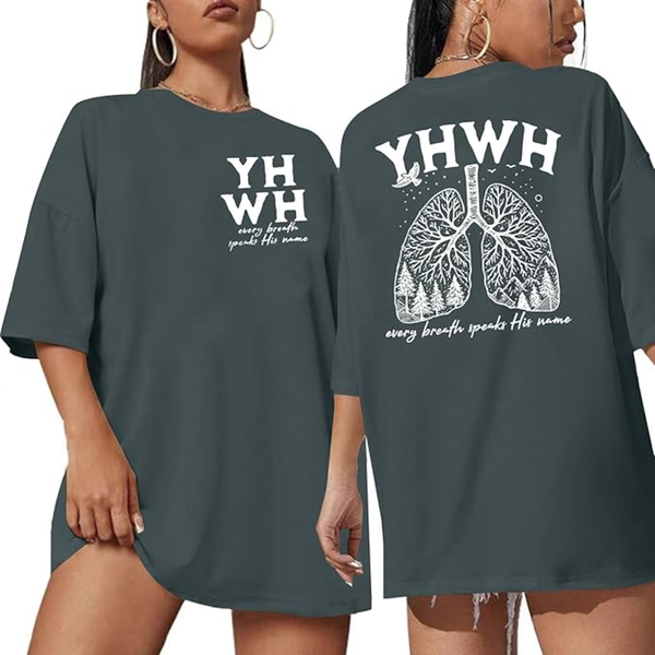YHWH Lungs Christian Oversized Tshirts Dark Gray