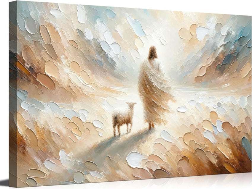 Jesus Leaves the 99 Sheep Art