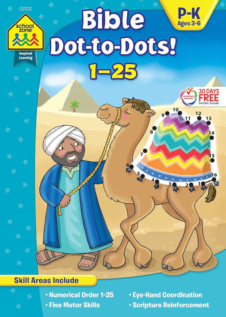 Bible Dot-to-Dots! Numbers 1-25 Workbook: 32 Pages, Ages 3 to 6