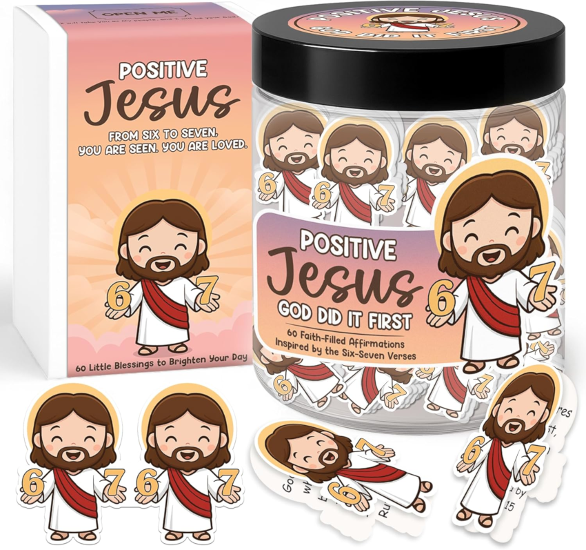 Positive Jesus Six Seven Jar- 60 Christian Affirmation Cards Inspired by 6:7 Verses