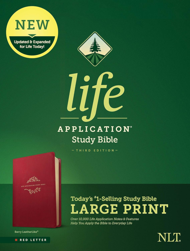 NLT Life Application Study Bible, 3rd Edition, Large Print, LeatherLike, Berry