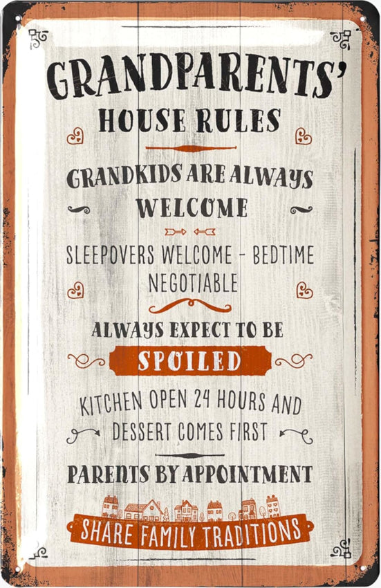 Grandparents House Rules Vintage Tin Sign