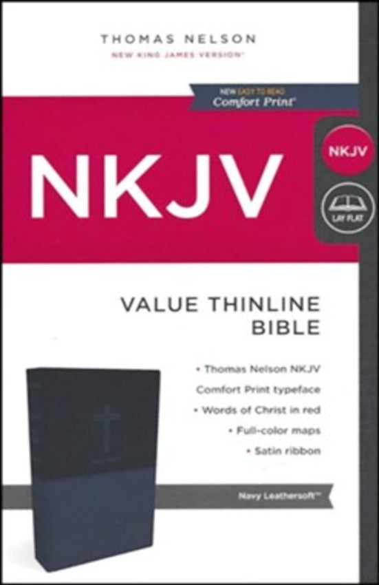 NKJV Value Thinline Leathersoft-Navy, Cft Prt