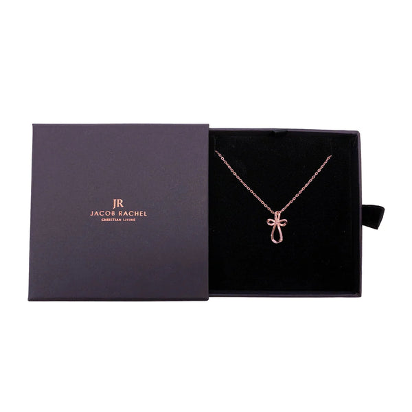 Infinity Cross Pendant Necklace | Rose Gold