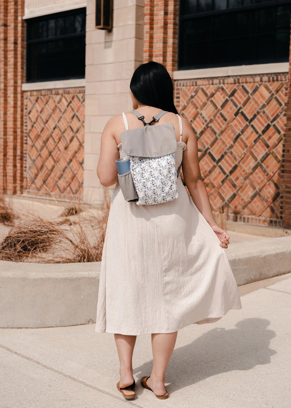 Floral Light Gray Utility 4-Way Washable Bag | 14INCH SIZE