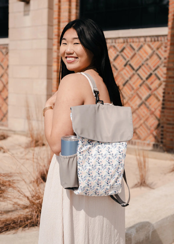 Floral Light Gray Utility 4-Way Washable Bag | 14INCH SIZE
