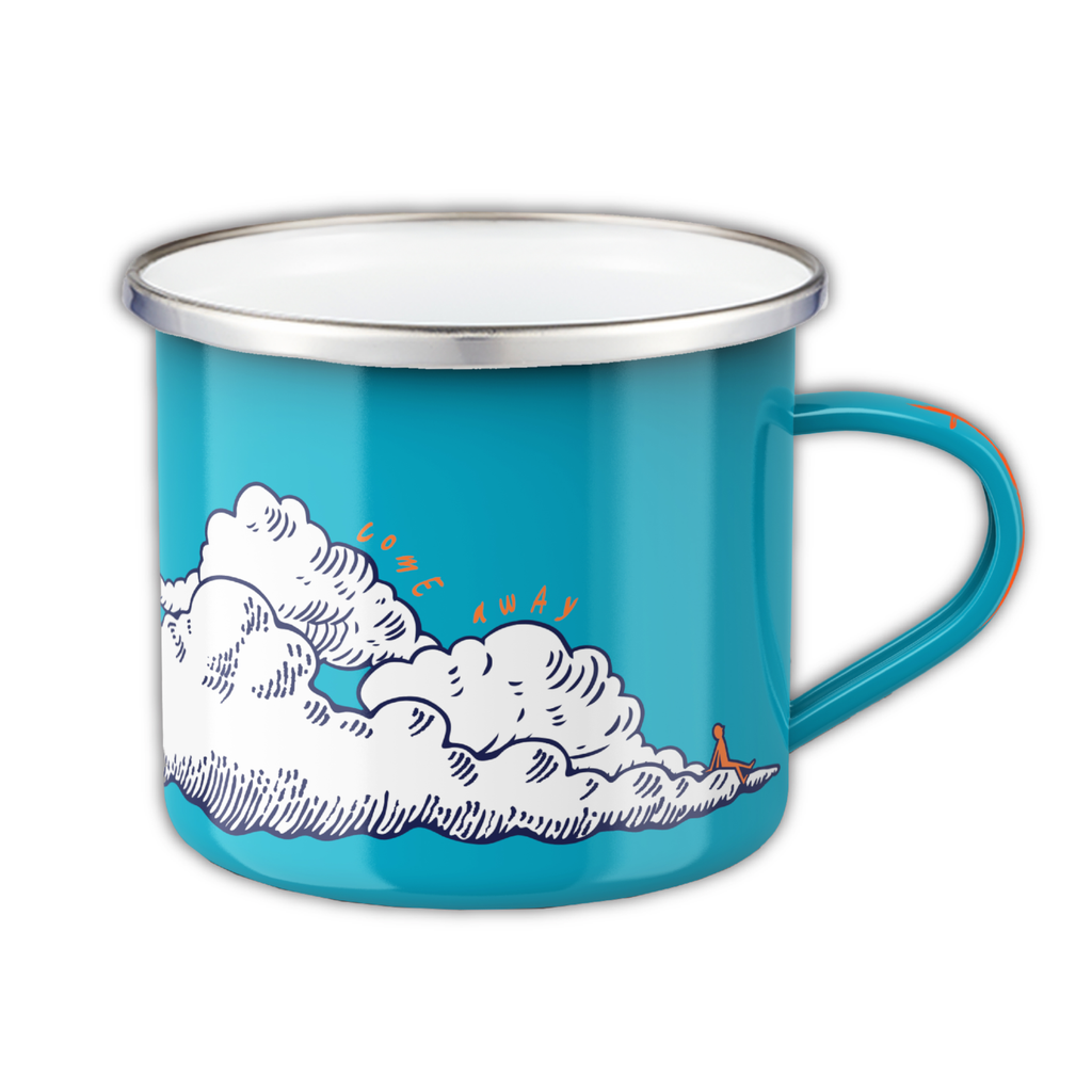 Come Away Blue Enamel Cup