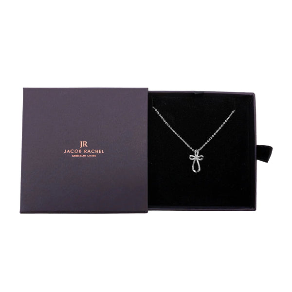 Infinity Cross Pendant Necklace | White Gold