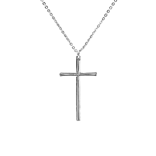 Classic Cross Pendant Necklace | White Gold