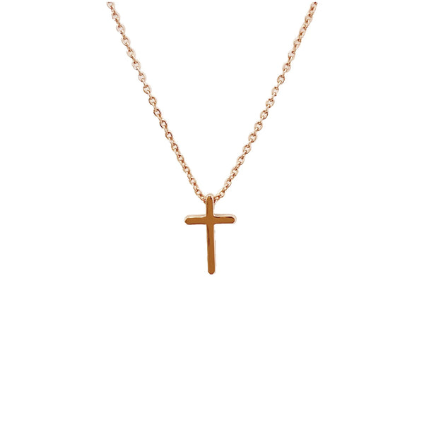 Mini Cross Pendant Necklace | Rose Gold