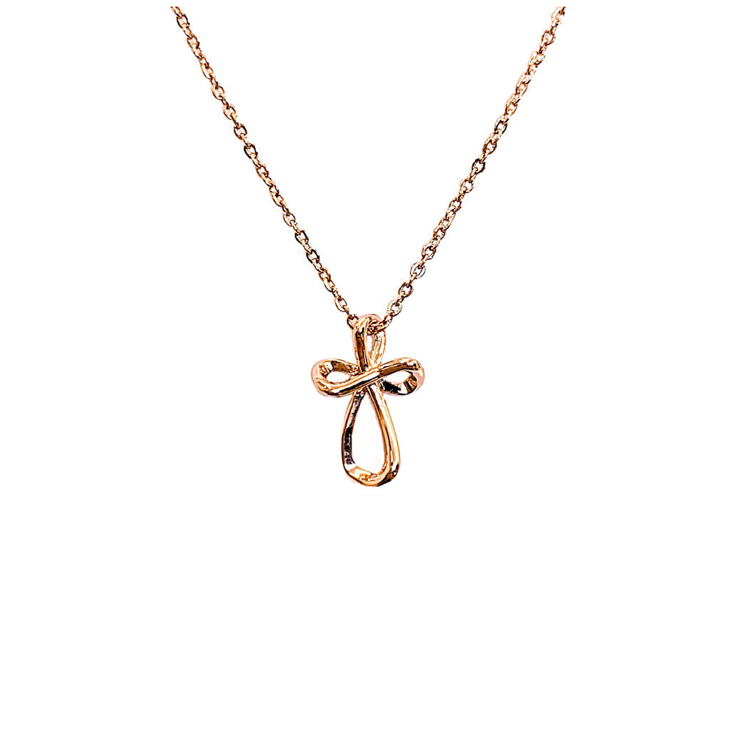 Infinity Cross Pendant Necklace | Rose Gold