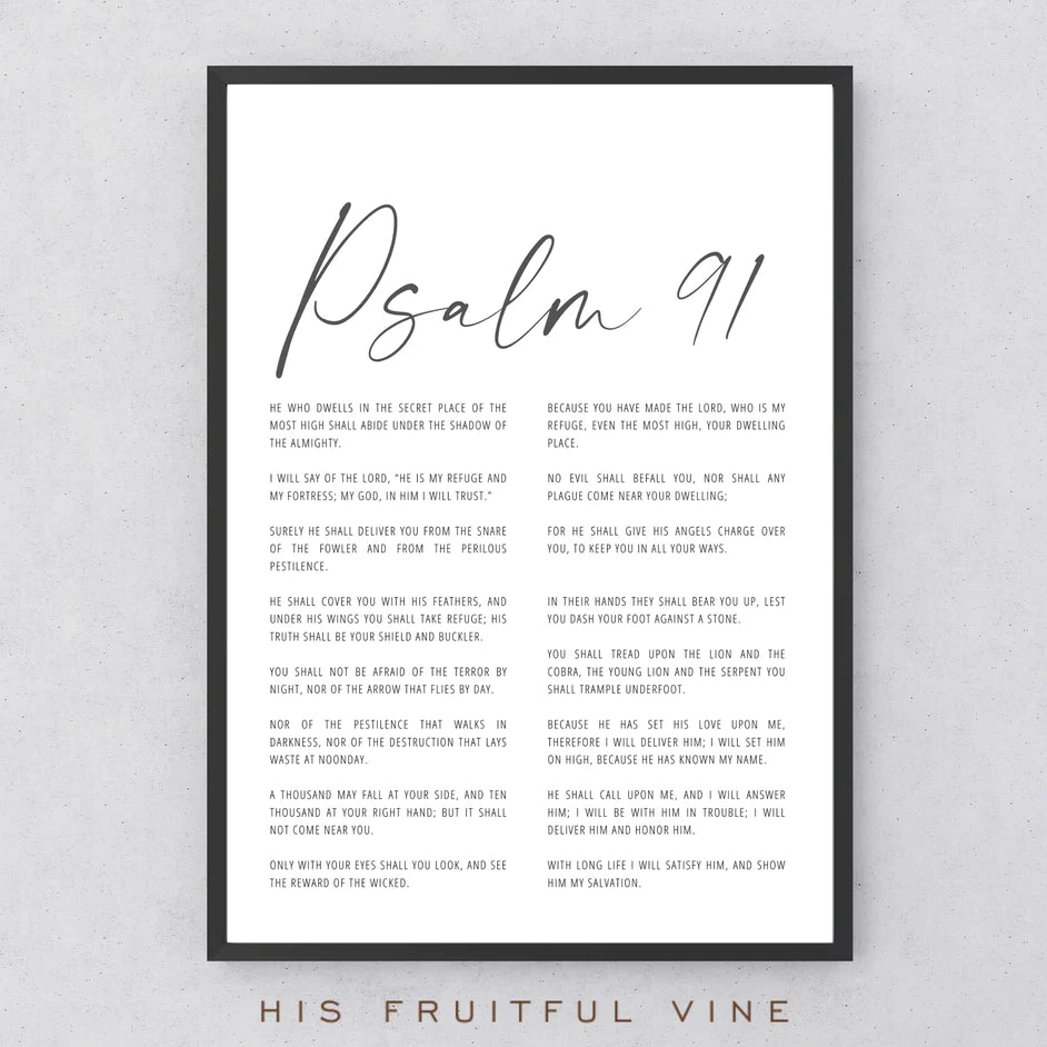 Psalm 91 | A3 Print in Black Frame