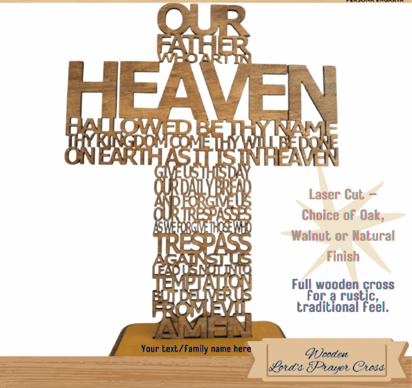 Wooden Lord's Prayer Cross